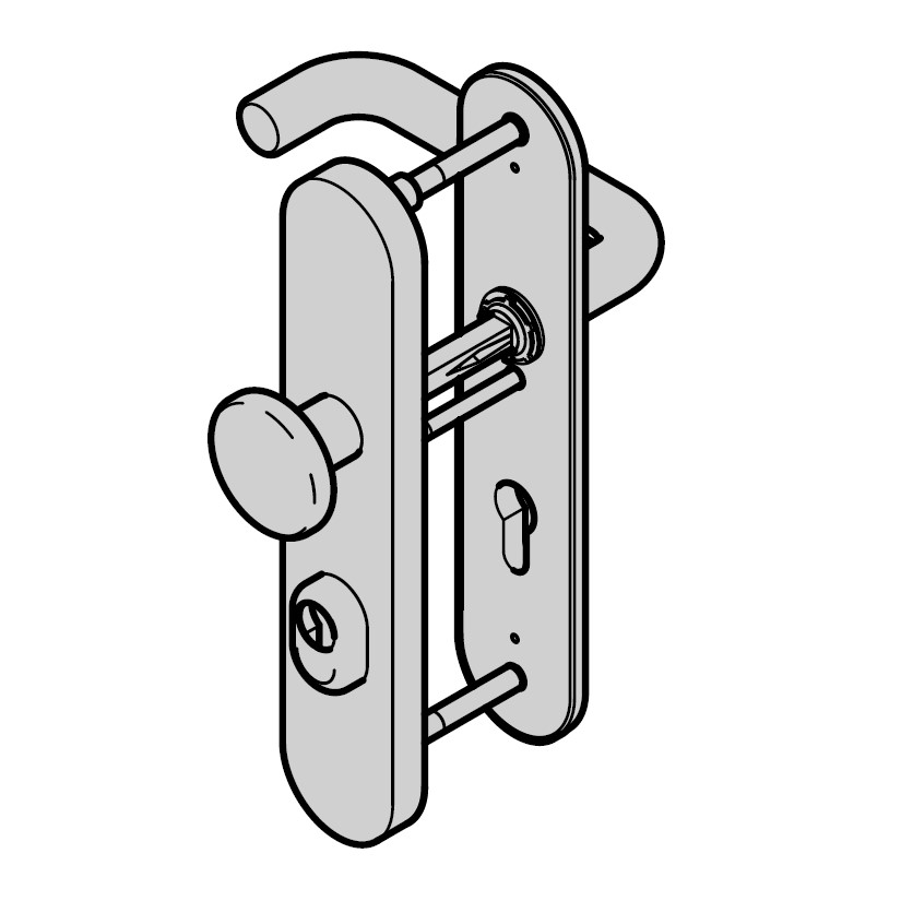 Hörmann Sicherheits-Wechselgarnitur ES2 mit Knopf (FS) Langschild PZ, Aluminium BILD 1