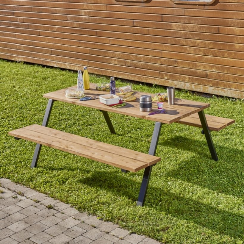 MOTTEZ 2er Set Tischbeine für Picknicktisch ohne Bänke, schwarz für Haus BILD 2