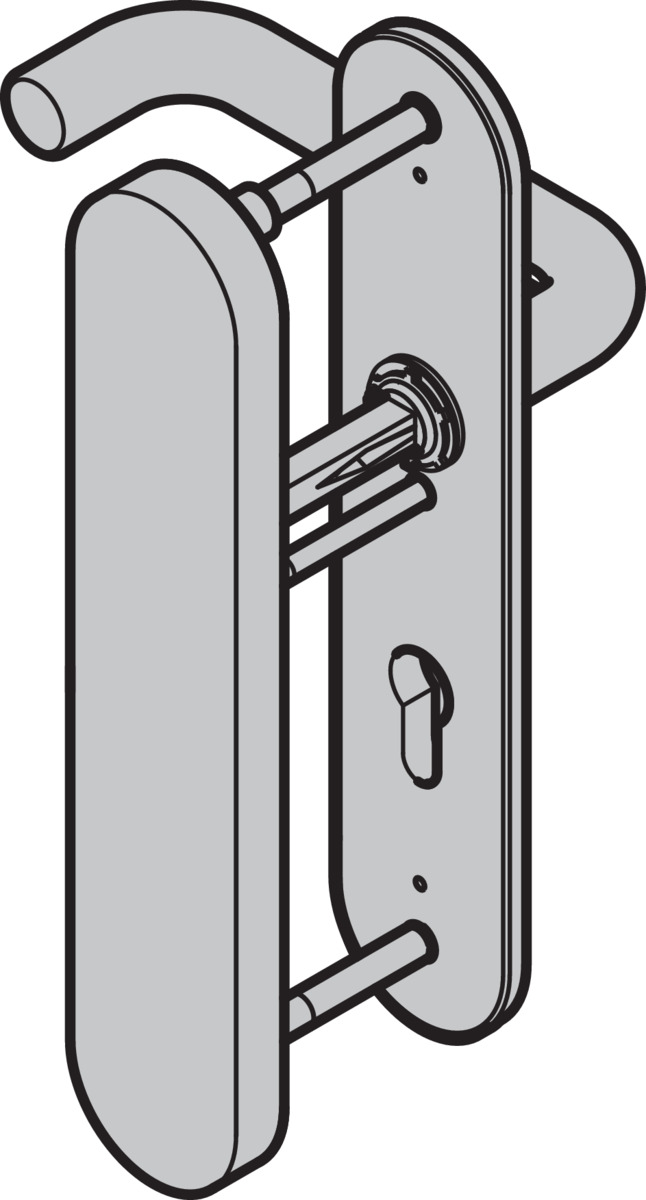 Hörmann Sicherheits-Drückergarnitur ES 3 (FS) Langschild PZ, Edelstahl, matt BILD 1