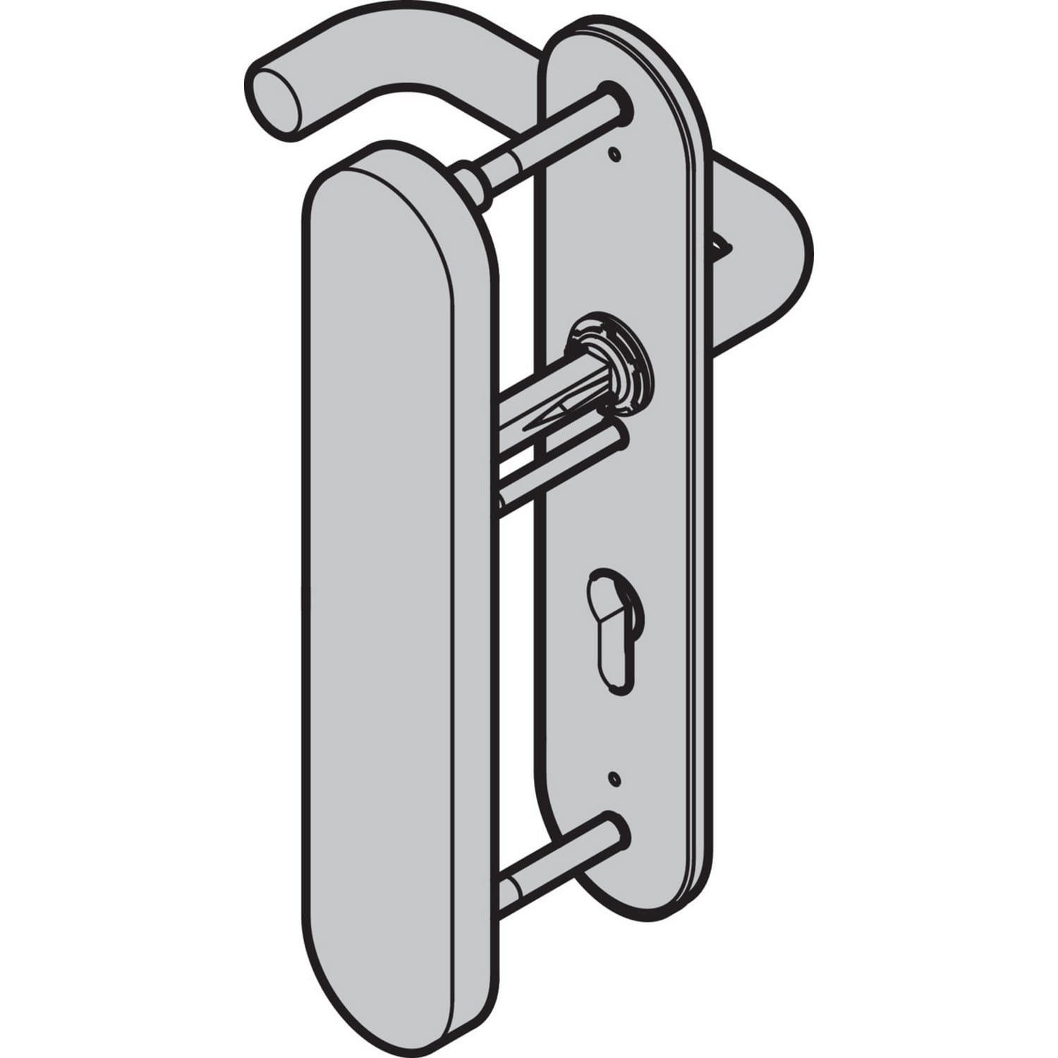 Hörmann Sicherheits-Drückergarnitur ES 2 (FS) Langschild PZ, Edelstahl, matt BILD 1