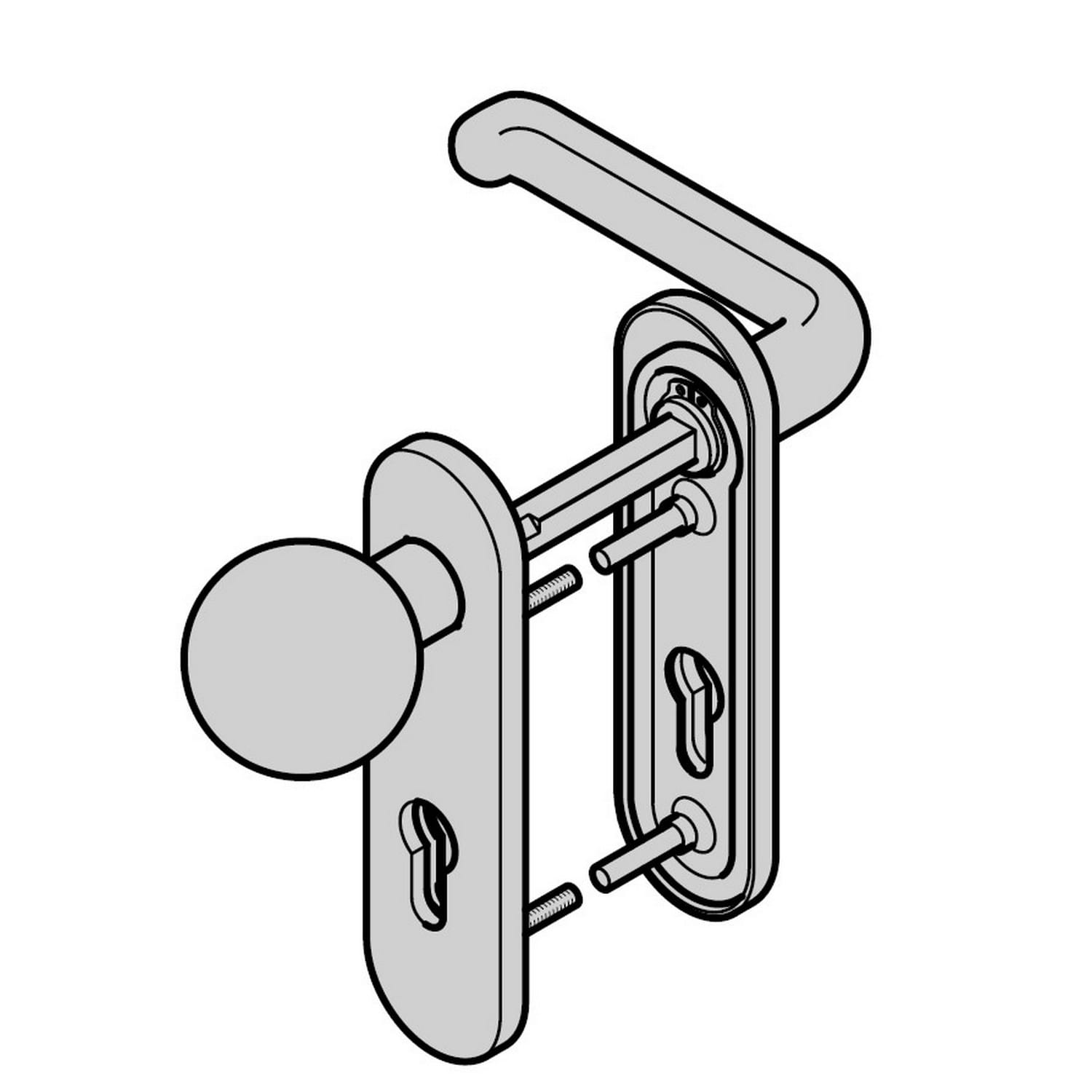 Hörmann Wechselgarnitur FSB mit Knopf (FS) Links Kurzschild PZ, Aluminium BILD 1