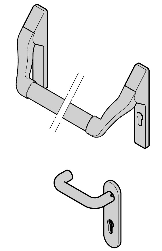 Hörmann Stangengriffe mit Drücker Kurzschild PZ, beschichtet, schwarz-grün BILD 1