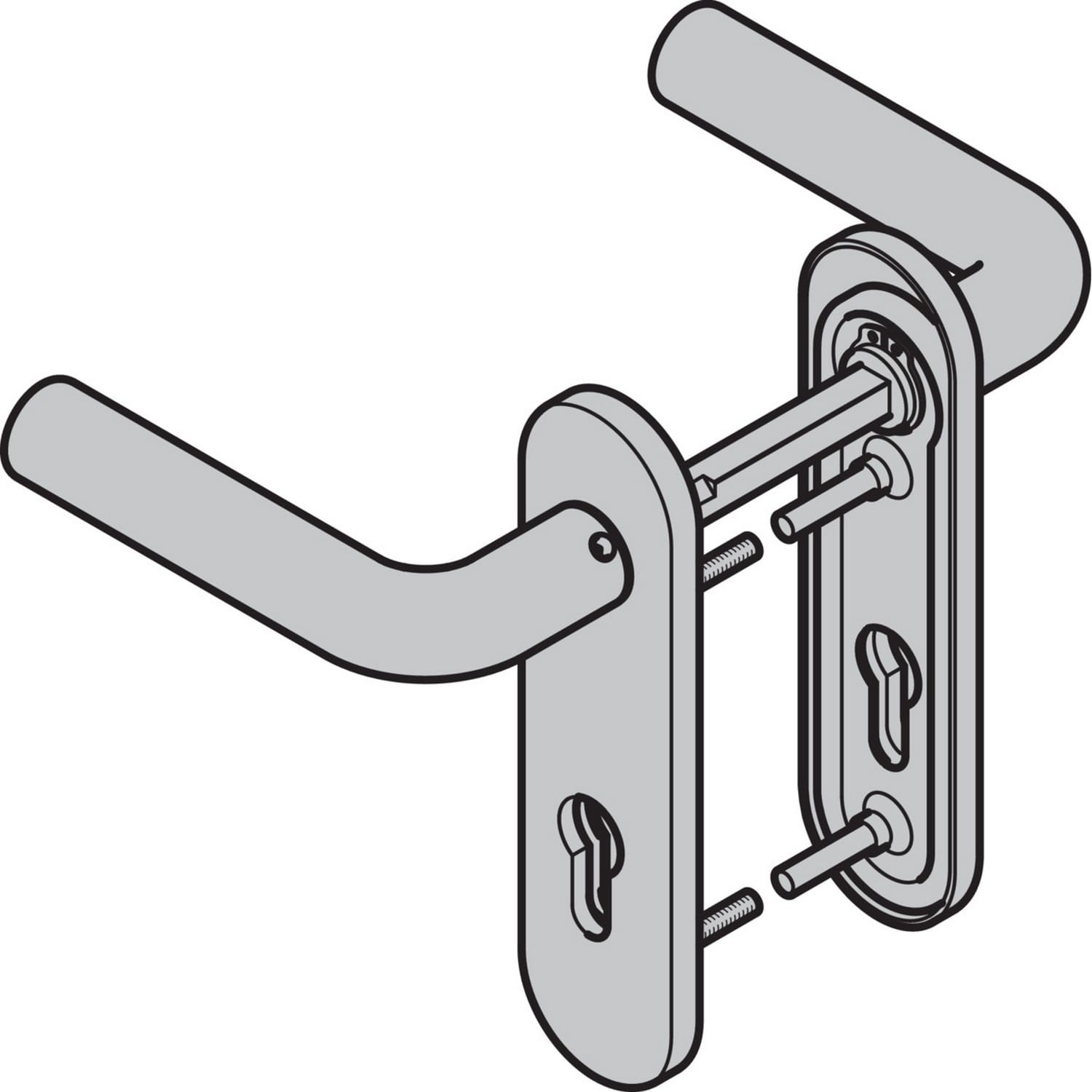 Hörmann Drückergarnitur D-210 (FS) Kurzschild PZ, Aluminium BILD 9