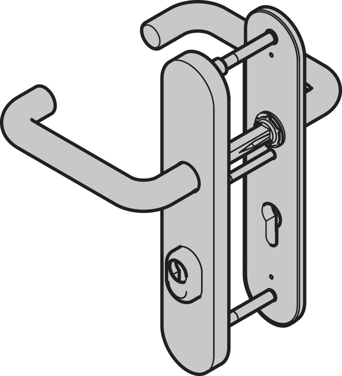 Hörmann Sicherheits-Drückergarnitur ES 2 (FS) Langschild PZ, Edelstahl, matt BILD 1