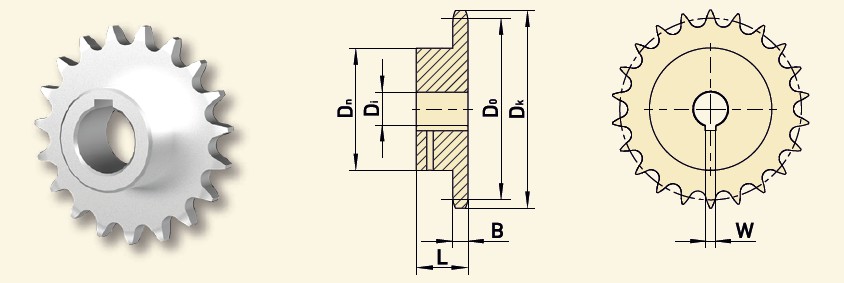 GfA Kettenrad 12B-1 (3/4“x7/16“) Ø 50 mm, Zähne=45