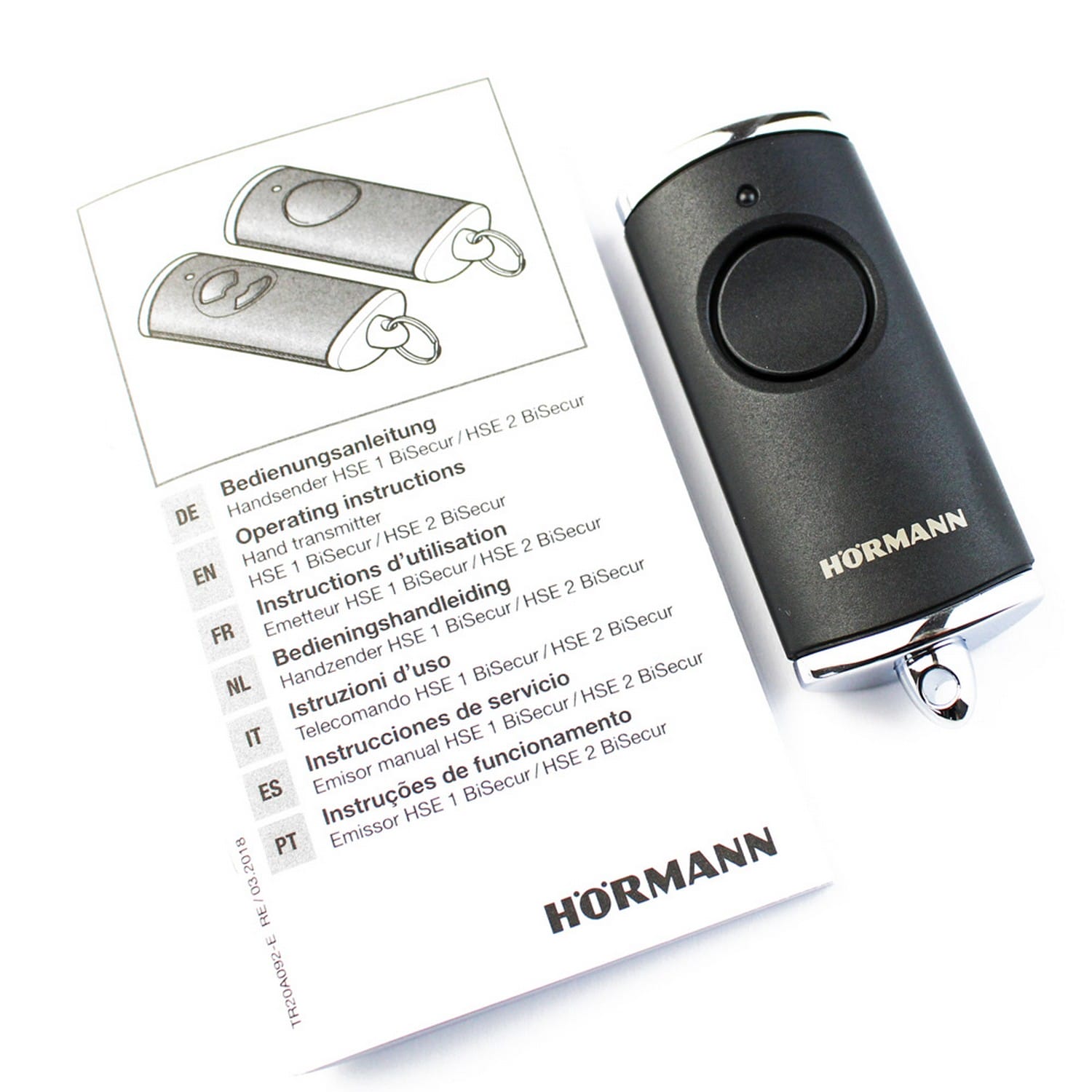 Hörmann Handsender HSE 1 BS (1‑Taste), schwarz 868 MHz BiSecur für Antriebe BILD 2