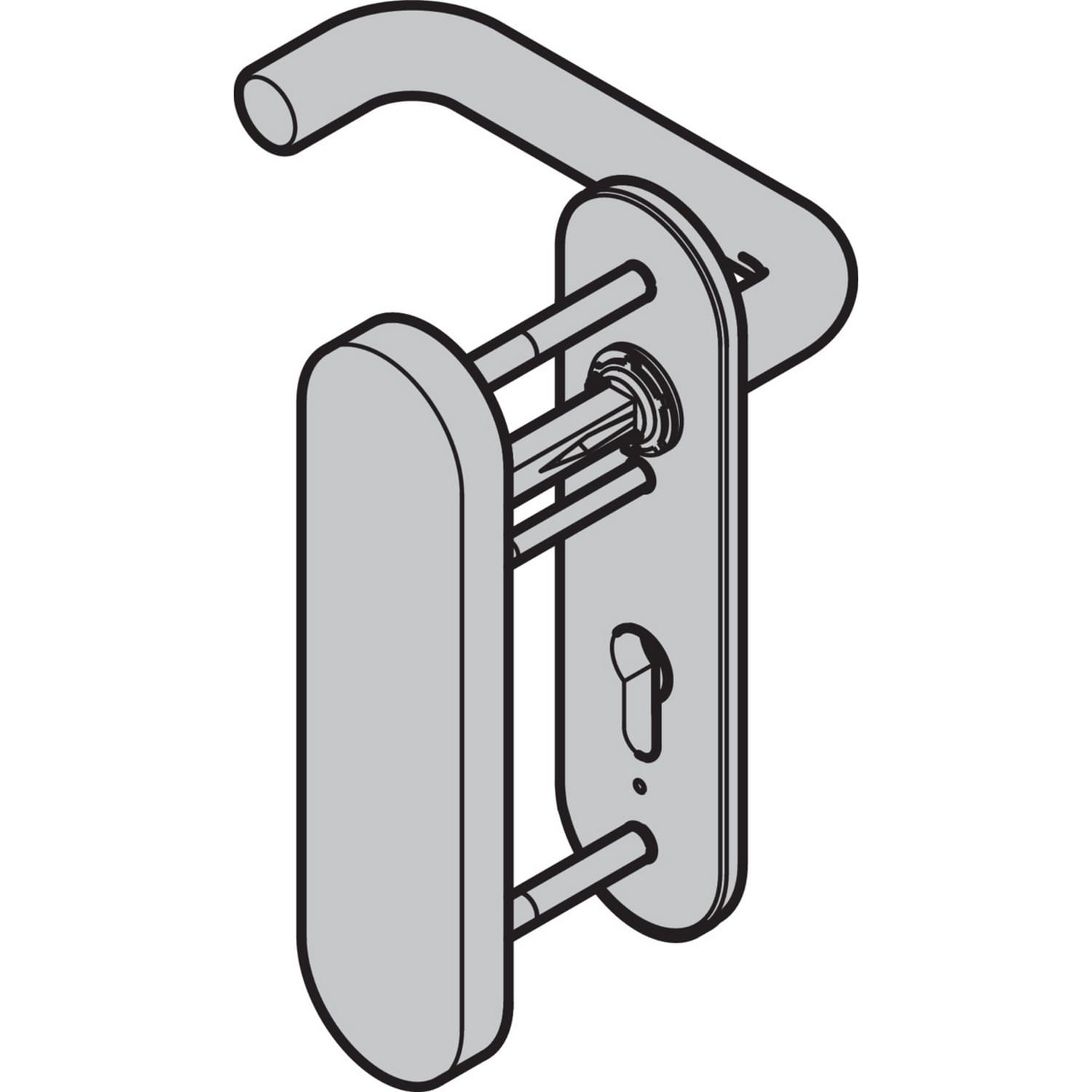 Hörmann Sicherheits-Drückergarnitur ES 1 (FS) Kurzschild PZ, Aluminium BILD 1