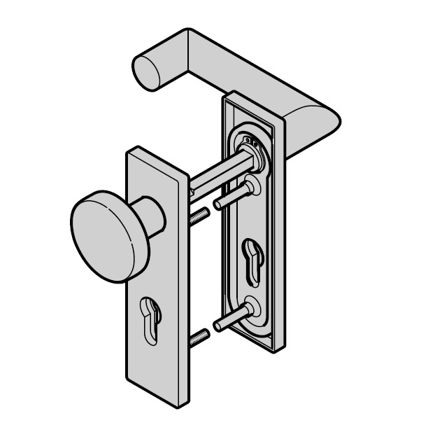 Hörmann Wechselgarnitur FSB mit Knopf (FS) Rechts Kurzschild PZ, Aluminium BILD 1